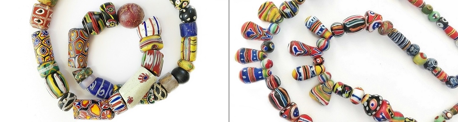 collane africane con perle di vetro colorate