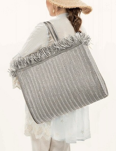 Borsa in rafia argento