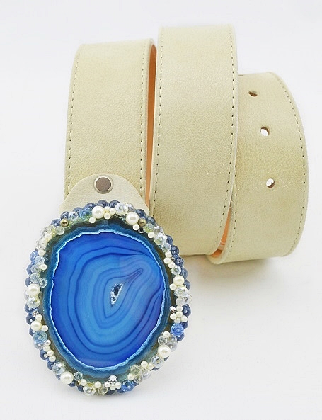 cintura in pelle con fibbia gioiello