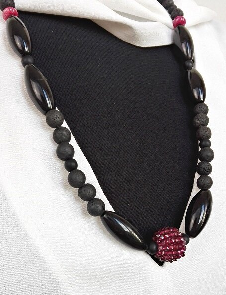 COLLANA IN AGATA NERA - GCL198