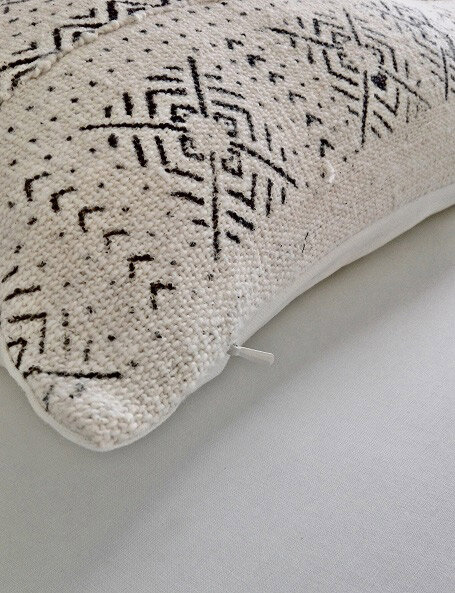 White Mudcloth Pillow
