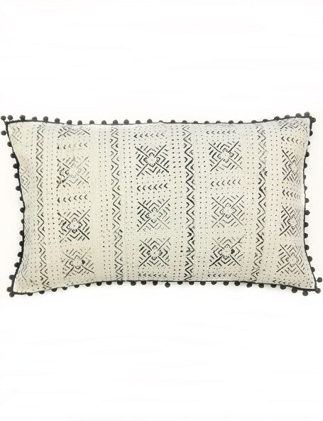 White Mudcloth Cushion