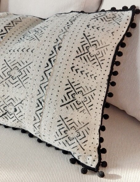 White Mudcloth Cushion