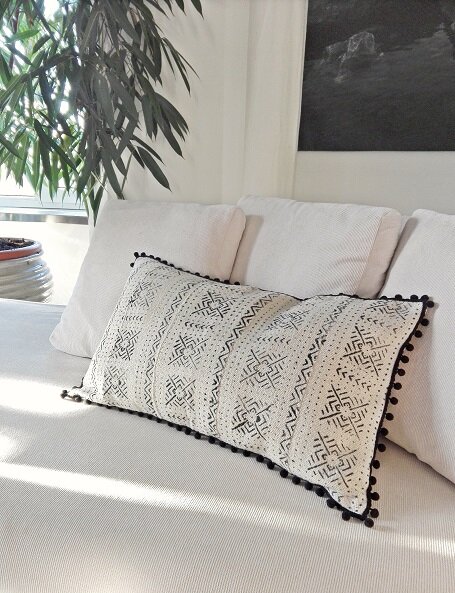 White Mudcloth Cushion