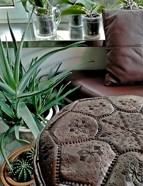 Moroccan Leather Pouf