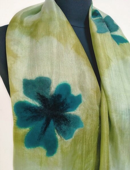 Felt and silk scarf