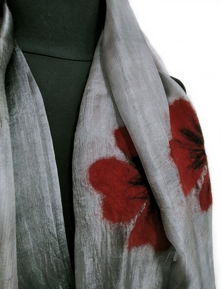 Felt and silk scarf