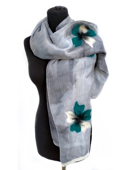 Felt and silk scarf